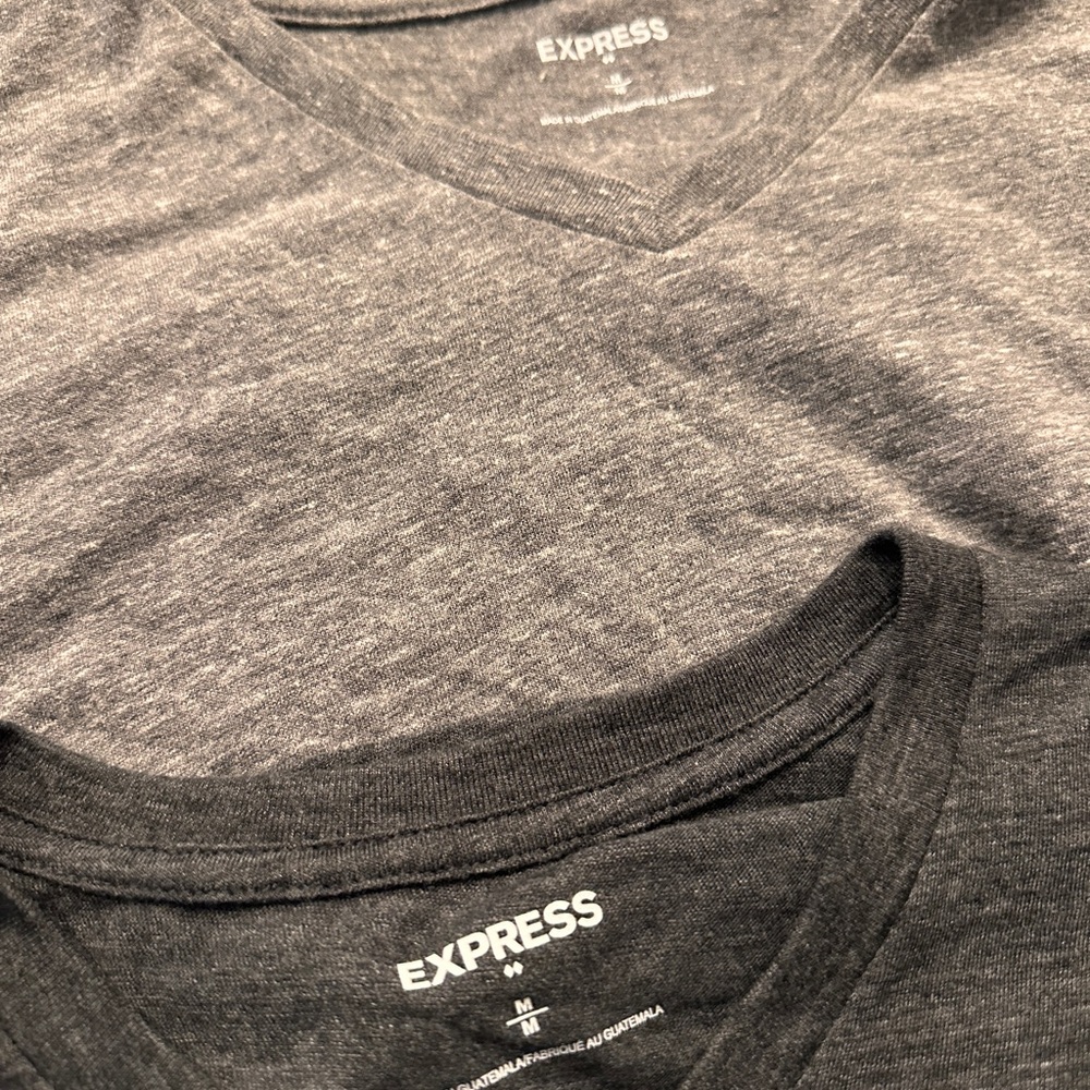 Express Men's Charcoal and Light Gray V-Neck Tees Bundle - Picture 3 of 6